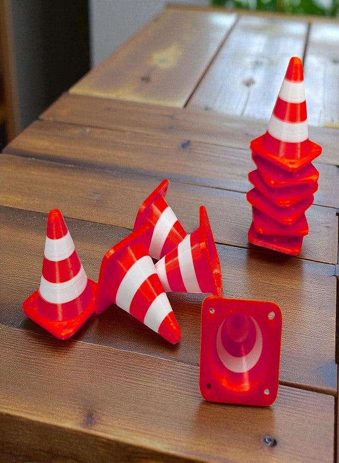 Sentosa Miniature Traffic Cones, Size 2.5 cm (25mm), Red with White Strips, Stackable, Pack of 10, Miniature Diorama - Image 1